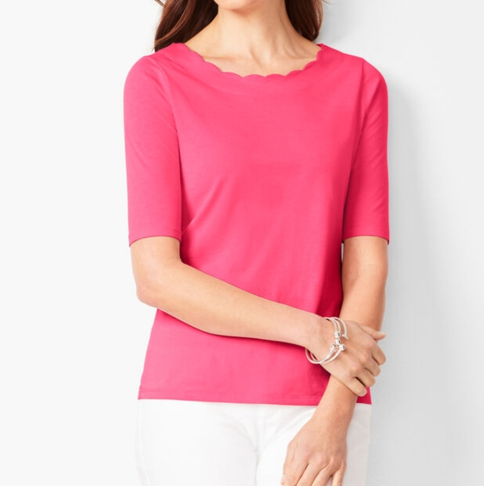 Talbots Pima Scallop Top